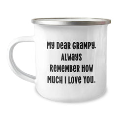 Cute Grampy Gifts for Him, Funny Camping Mug with Birthday Quote, Gifts from Family to Grampy, 12 oz Stainless Steel - Image 1