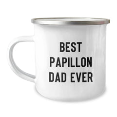 Papillon Dog Lover Gifts from Friends for Best Dad Ever Funny Camping Mug, Birthday Unique Gifts - Image 1