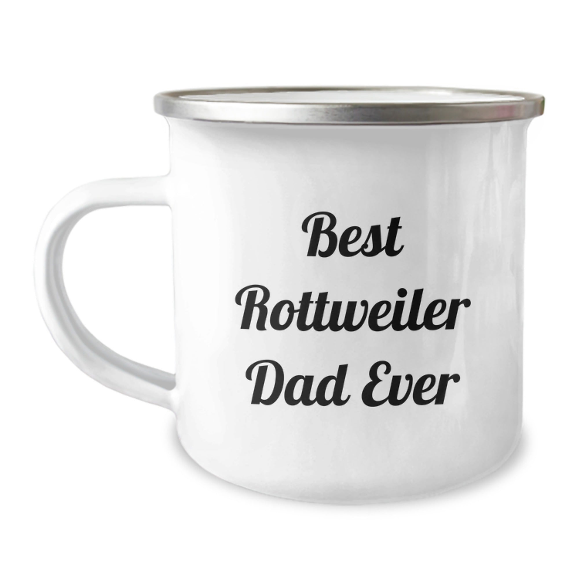 Rottweiler Dog Lover's Camping Mug, Funny 'Best Rottweiler Dad Ever' Gift for Birthday, 12 oz Stainless Steel with Enamel Finish, Gifts from Dad to Family and Friends - Image 1