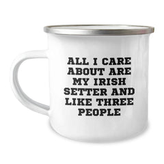 Funny Irish Setter Dog Lover Gifts from Men to Friends for Valentine's Unique Irish Setter Dog Camping Mug - Image 1