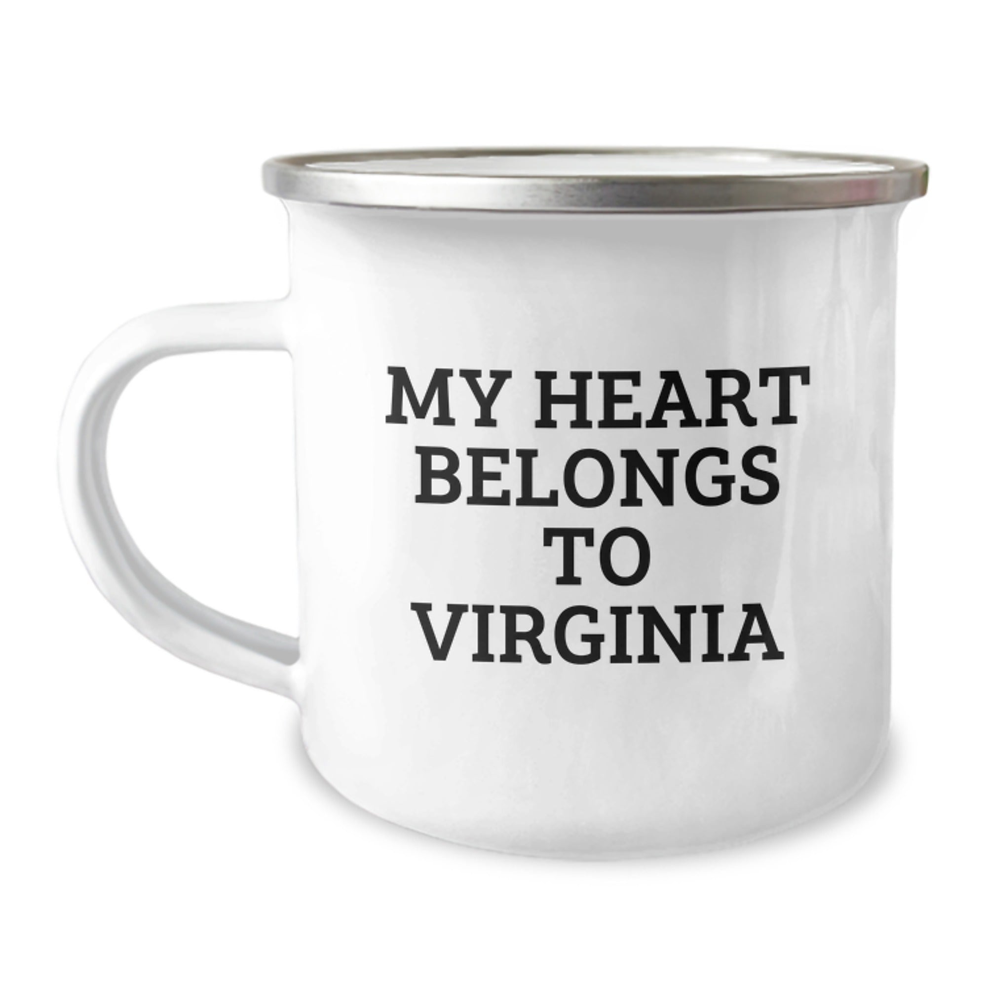 Virginia Lovers' Funny Camping Mug, Gifts from Friends to Virginia, My Heart Belongs To Virginia, Birthday Unique Gifts for Him or Her - Image 1