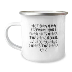 Funny Stepmom Quotes Gift for Stepmom from Family on Valentine's - Camping Mug - 12 oz Stainless Steel Enamel - Image 1