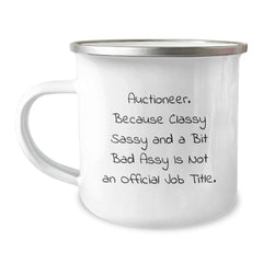 Funny Gifts from Friends and Family for Auctioneer - Classy Sassy And A Bit Fearlessy Camping Mug - Image 1