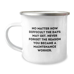 Maintenance Worker Inspirational Gifts, Funny Motivational Quote Camping Mug, Gifts from Family, Friends, or Coworkers for Men, Women, or Maintenance Worker Graduation Unique Gifts - Image 1