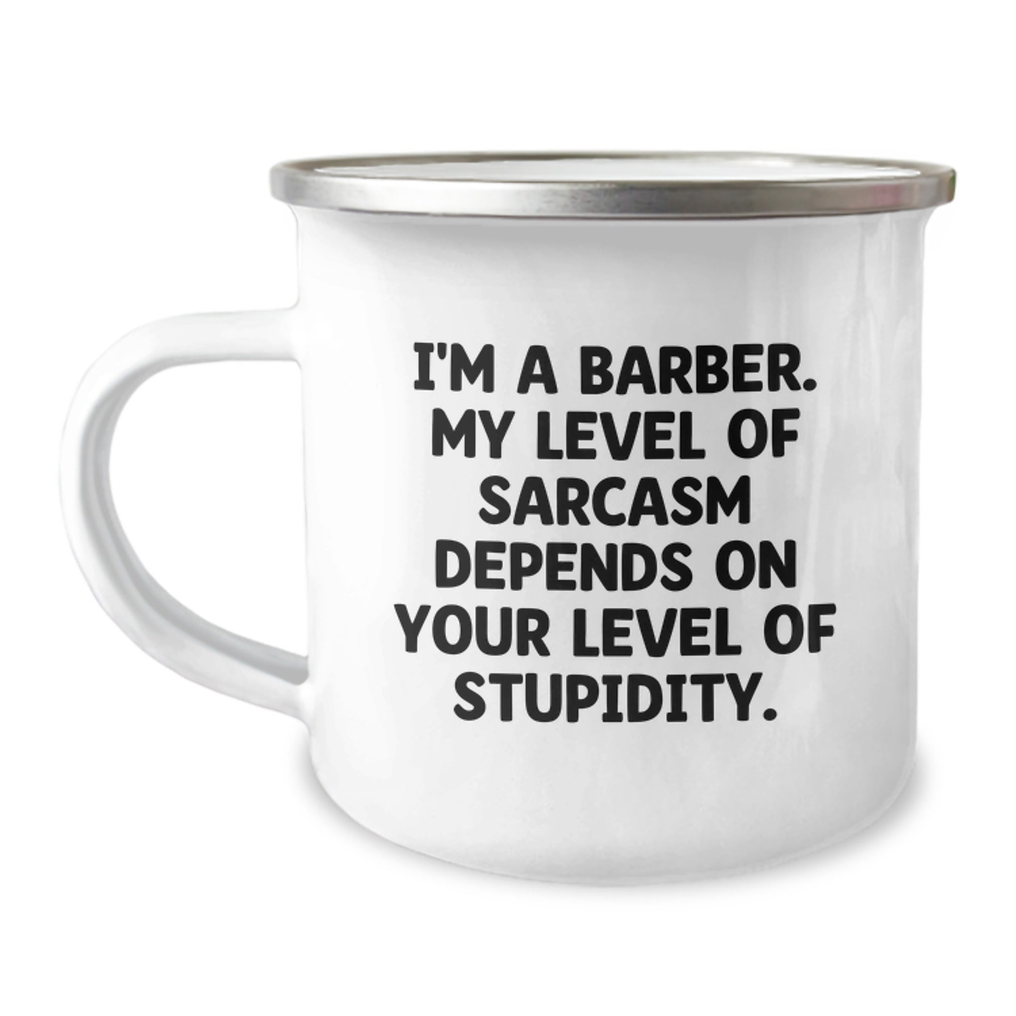 Barber's Sarcasm Served with a Smile, Funny Camping Mug Gifts from Family to Barber, Perfect for Graduation Unique Gifts - Image 1
