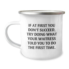 Funny Waitress Gifts from Coworkers for Waitress, Inspirational Camping Mug for Graduation - Image 1