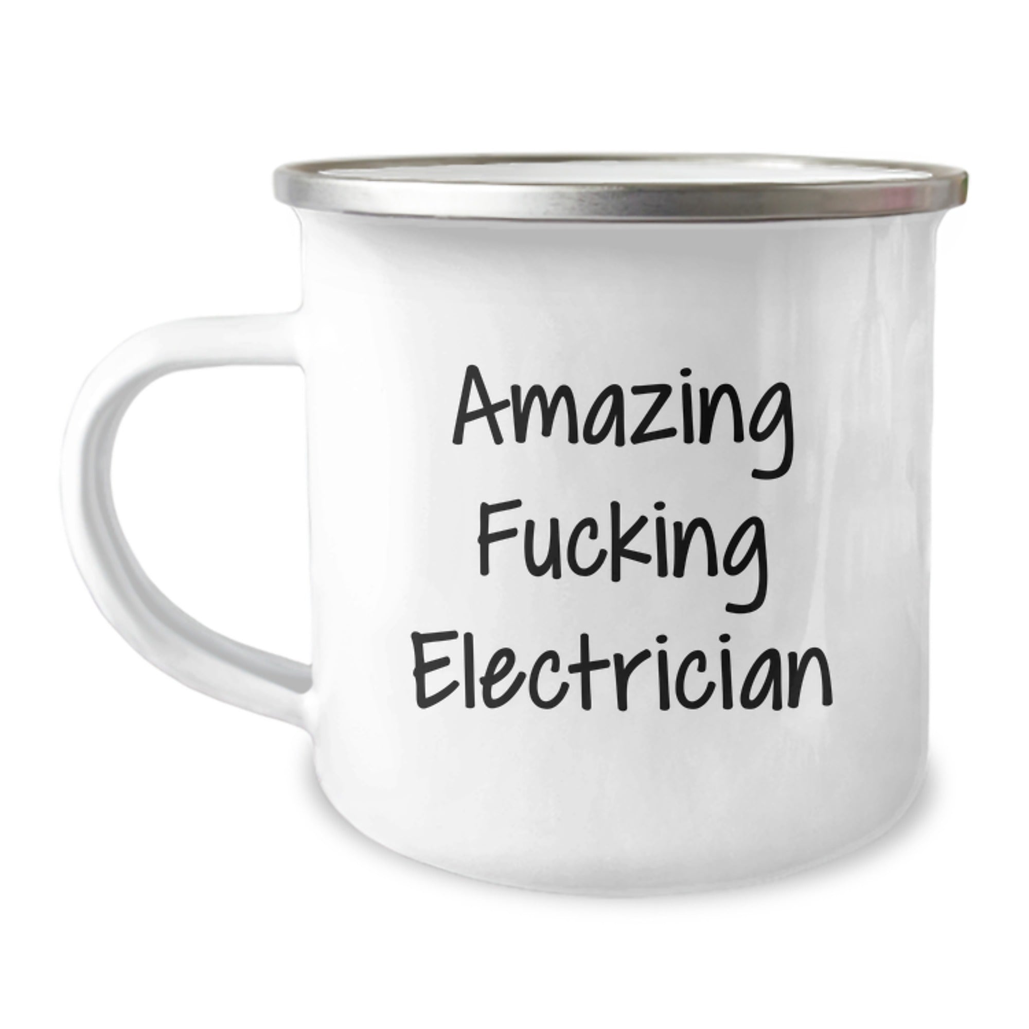 Electrician's Camping Mug - Funny Quote for Birthday Unique Gifts from Friends - 'Amazing F--king Electrician' - Gifts for Men - Image 1