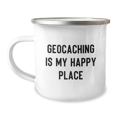 Geocaching Adventure Gifts from Friends and Family, Geocaching Is My Happy Place Camping Mug for Geocaching Enthusiasts, Valentine's Unique Gifts for Men and Women - Image 1