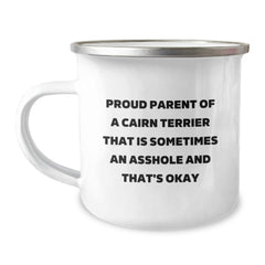 Funny Cairn Terrier Dog Gifts for Men or Women from Proud Parents, Birthday Unique Gifts for Outdoor Lovers, Camping Mug with Enamel Finish - Image 1
