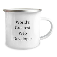 Funny Web Developer Gifts from Friends for Men - 'World's Greatest' Camping Mug, Stainless Steel with Enamel Finish, 12 oz Capacity, Perfect for Christmas Unique Presents - Image 2