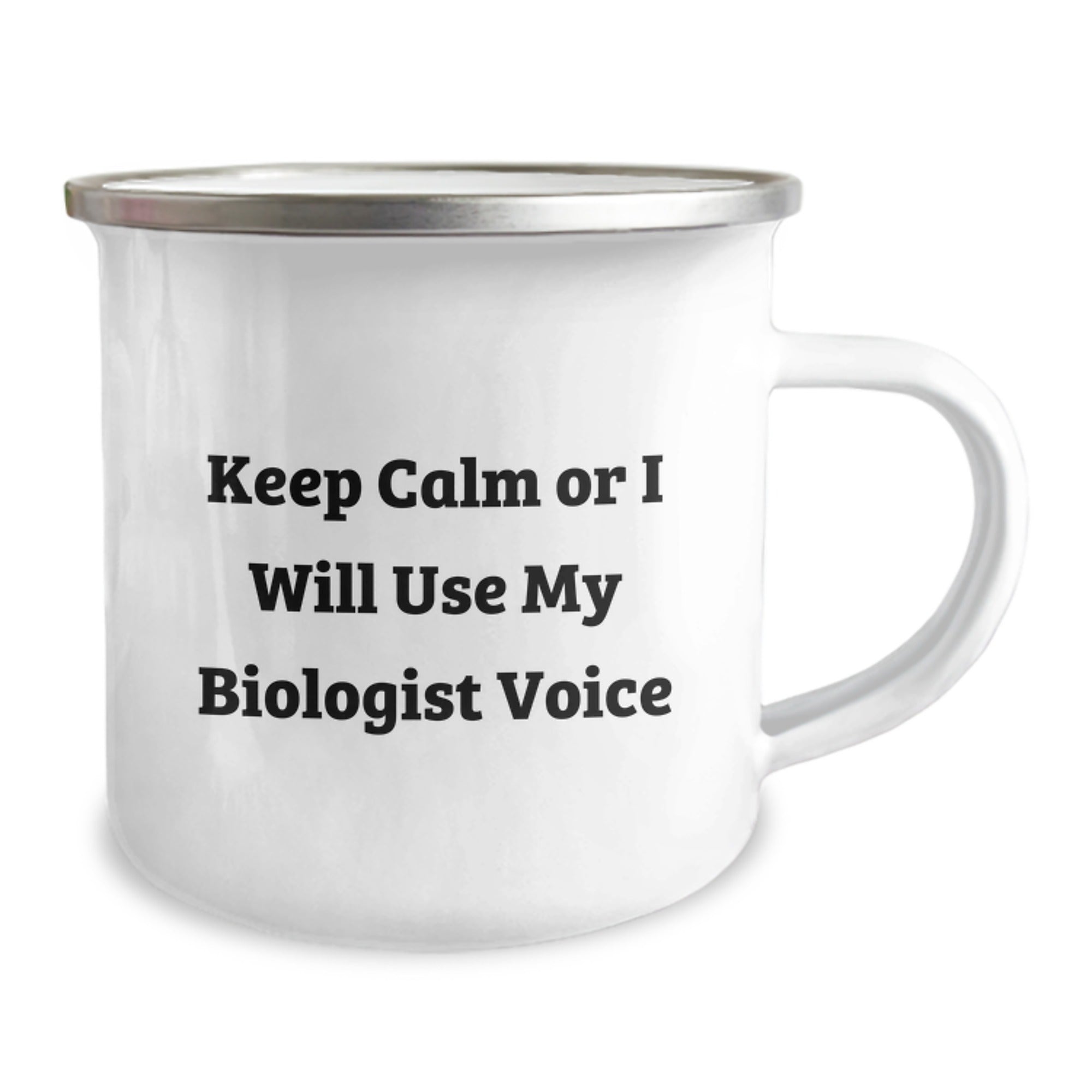 Funny Biologist Christmas Unique Gifts from Friends to Biologists - Keep Calm Or I Will Use My Biologist Voice Camping Mug - Image 2