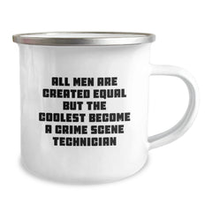 Funny Crime Scene Technician Gifts for Men - 'All Men Are Created Equal But The Coolest Become A Crime Scene Technician' Camping Mug, Christmas Unique - Image 2