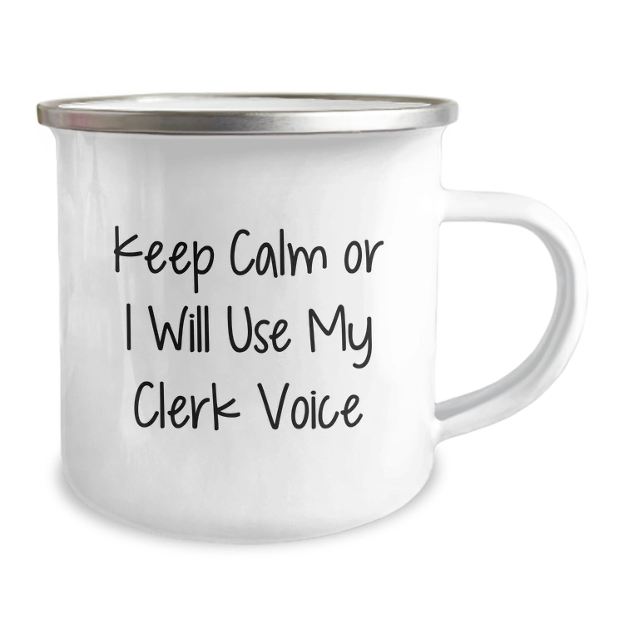 Funny Clerk Christmas Unique Gifts from Men, Unique Camping Mug for Clerk Friends, Keep Calm Or I Will Use My Clerk Voice - Image 2