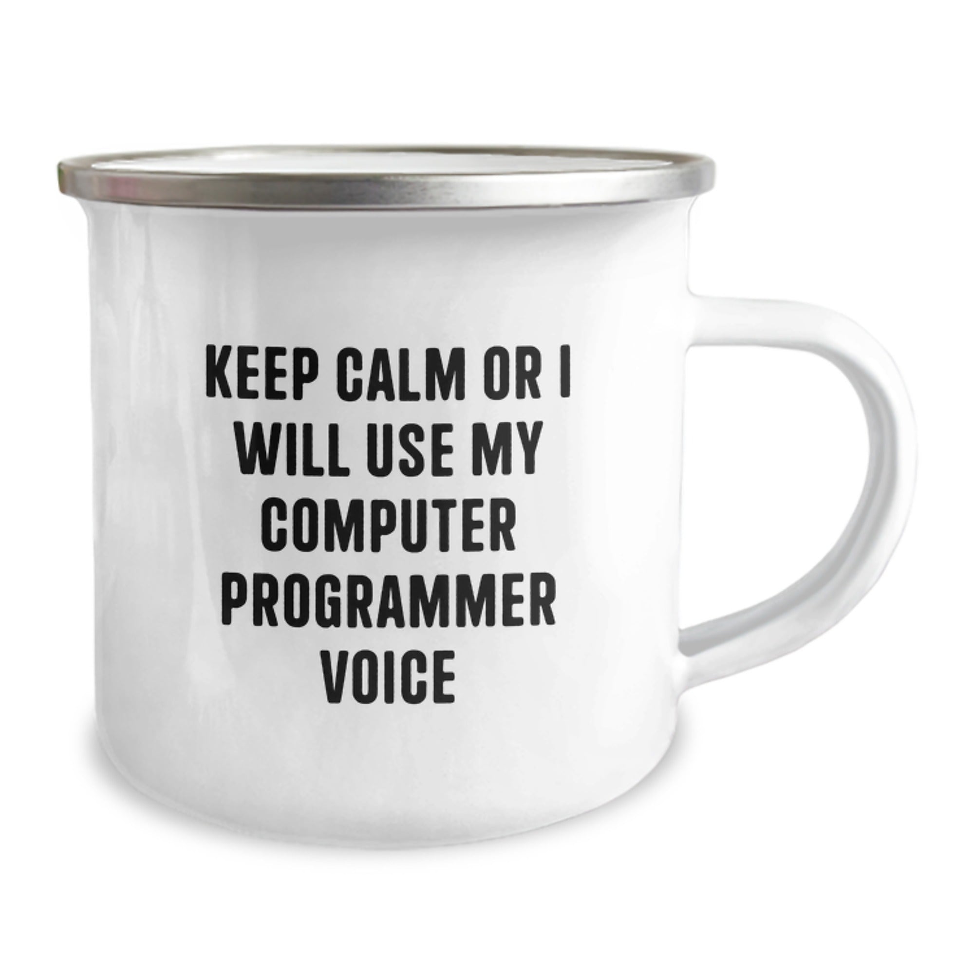 Funny Computer Programmer Gifts, Camping Mug for Birthday, 'Keep Calm Or I Will Use My Computer Programmer Voice', Gifts from Friends, Gifts for Computer Programmer - Image 2