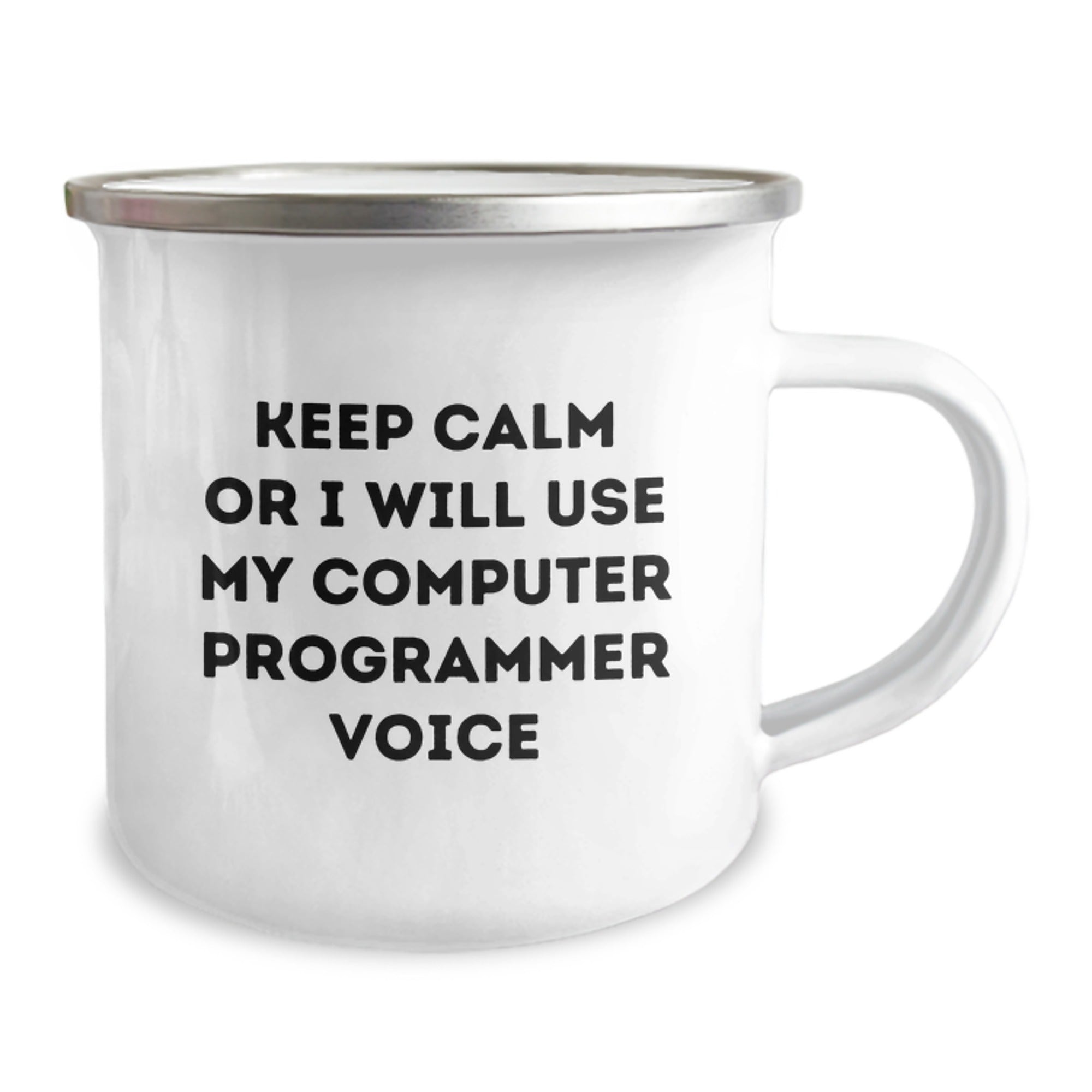 Funny Computer Programmer Gifts for Birthday Men from Friends - Keep Calm Or I Will Use My Computer Programmer Voice Camping Mug - Image 2