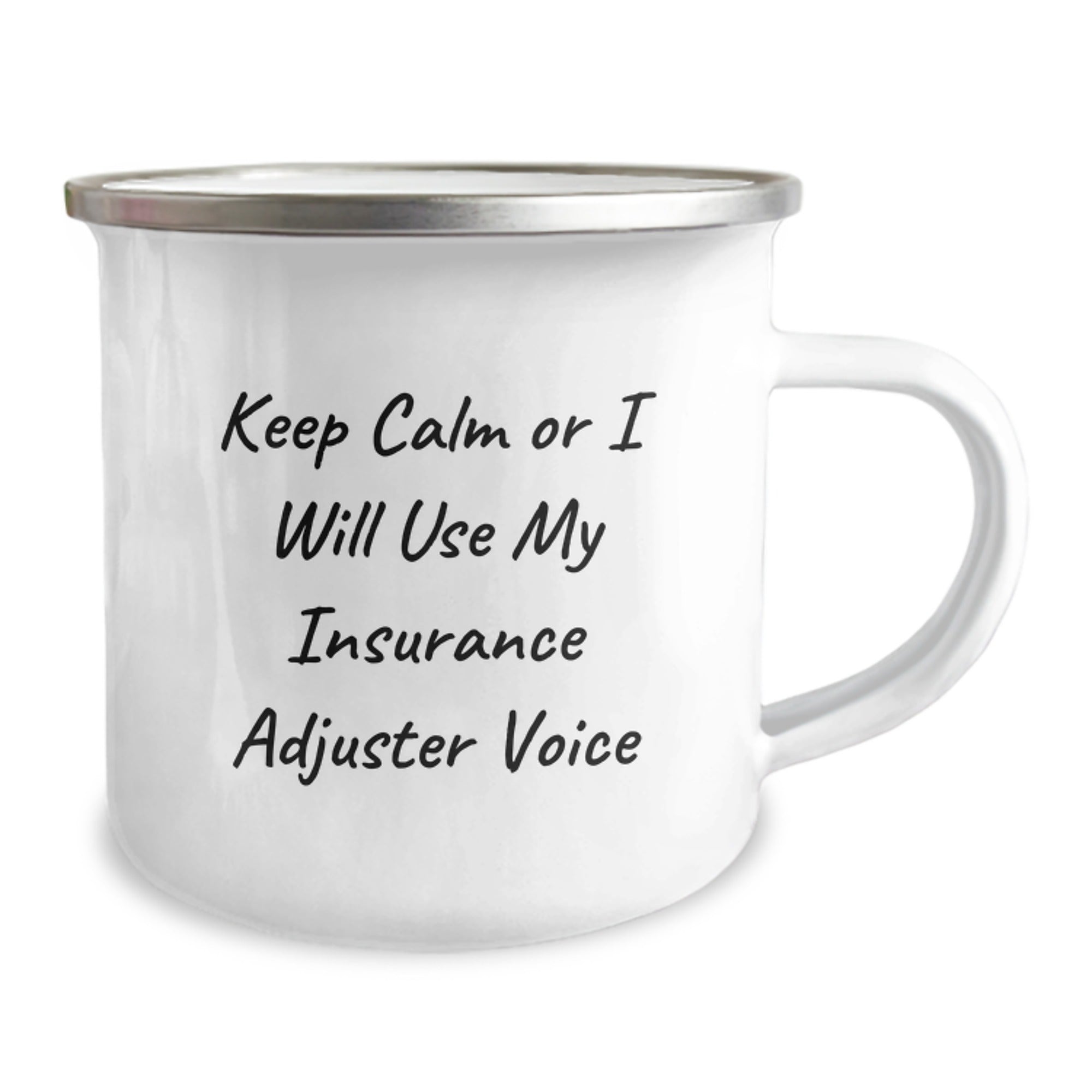 Funny Insurance Adjuster Gifts from Friends for Men, Women, Coworkers, and Family - Camping Mug with Keep Calm or I Will Use My Insurance Adjuster Voice - Image 2
