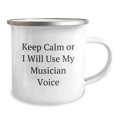 Funny Musician Gifts from Friends, Valentine's Unique Gifts for Musician, Funny Camping Mug - Keep Calm Or I Will Use My Musician Voice - Image 2