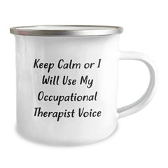 Funny Occupational Therapist Gifts from Friends for Occupational Therapist - Keep Calm Or I Will Use My Occupational Therapist Voice Camping Mug, Unique Christmas Occupational Therapist Presents - Image 2