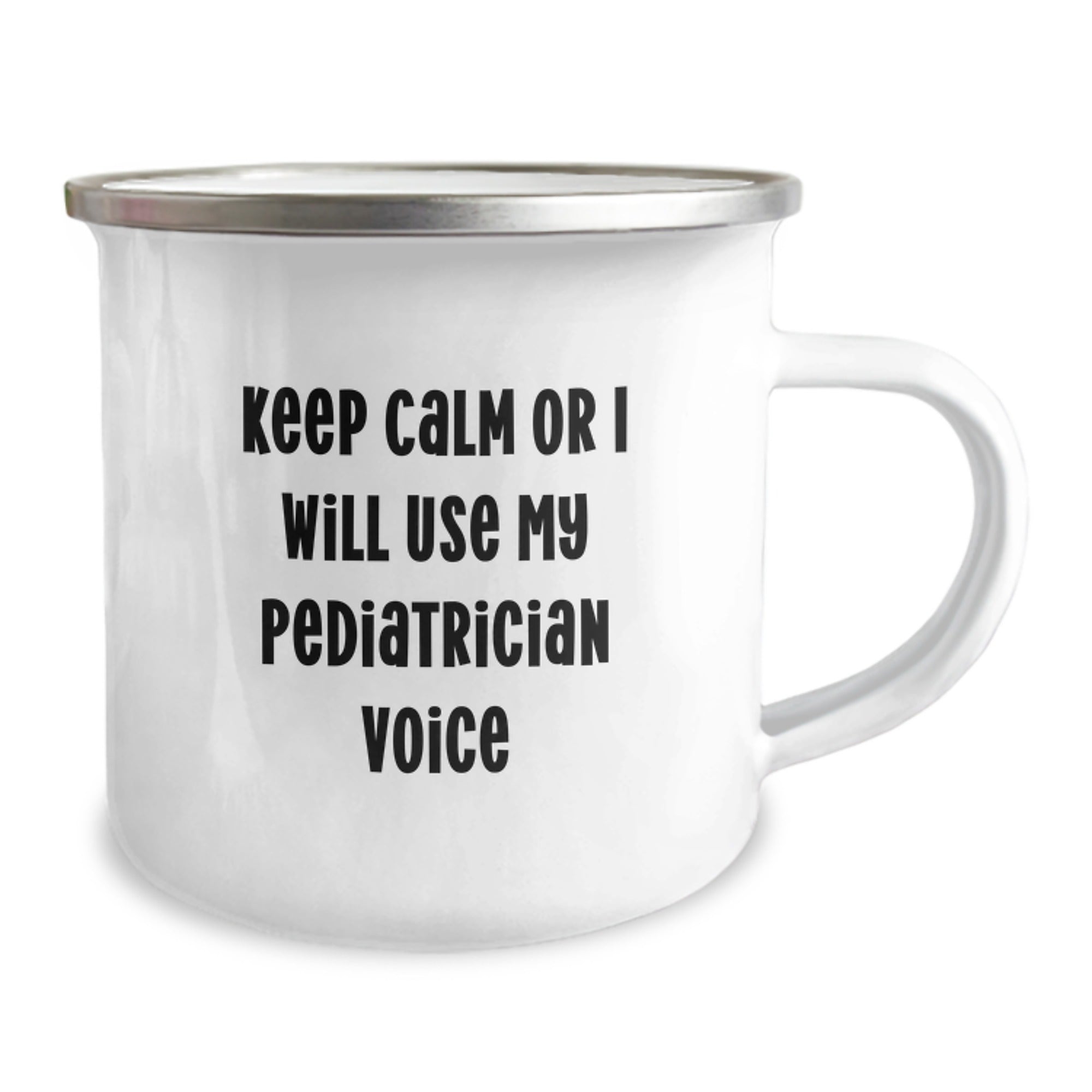 Funny Pediatrician Gifts for Christmas Camping Mug - Keep Calm or I'll Use My Pediatrician Voice - Image 2