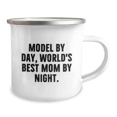 Funny Model Gifts for Camping Mug - Model By Day, World's Best Mom By Night. Birthday Unique Gifts from Mom to Model - Image 2