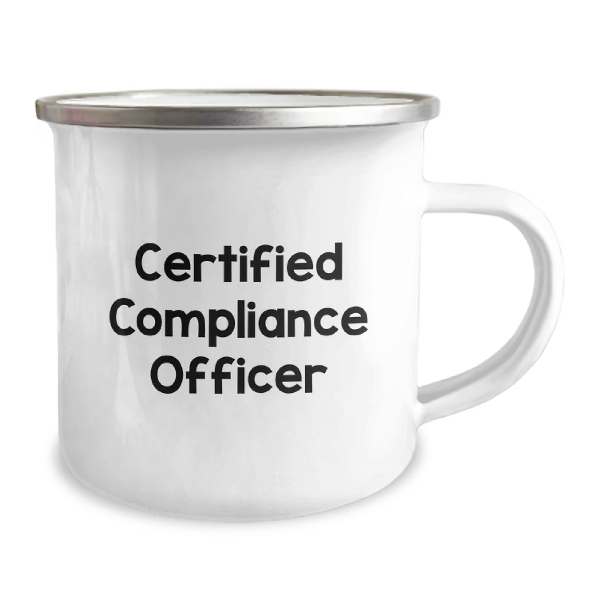 Funny Compliance Officer Gifts from Friends for Birthday, 'Certified Compliance Officer' Enamel Camping Mug, 12 oz Stainless Steel, Hand Wash Recommended - Image 2