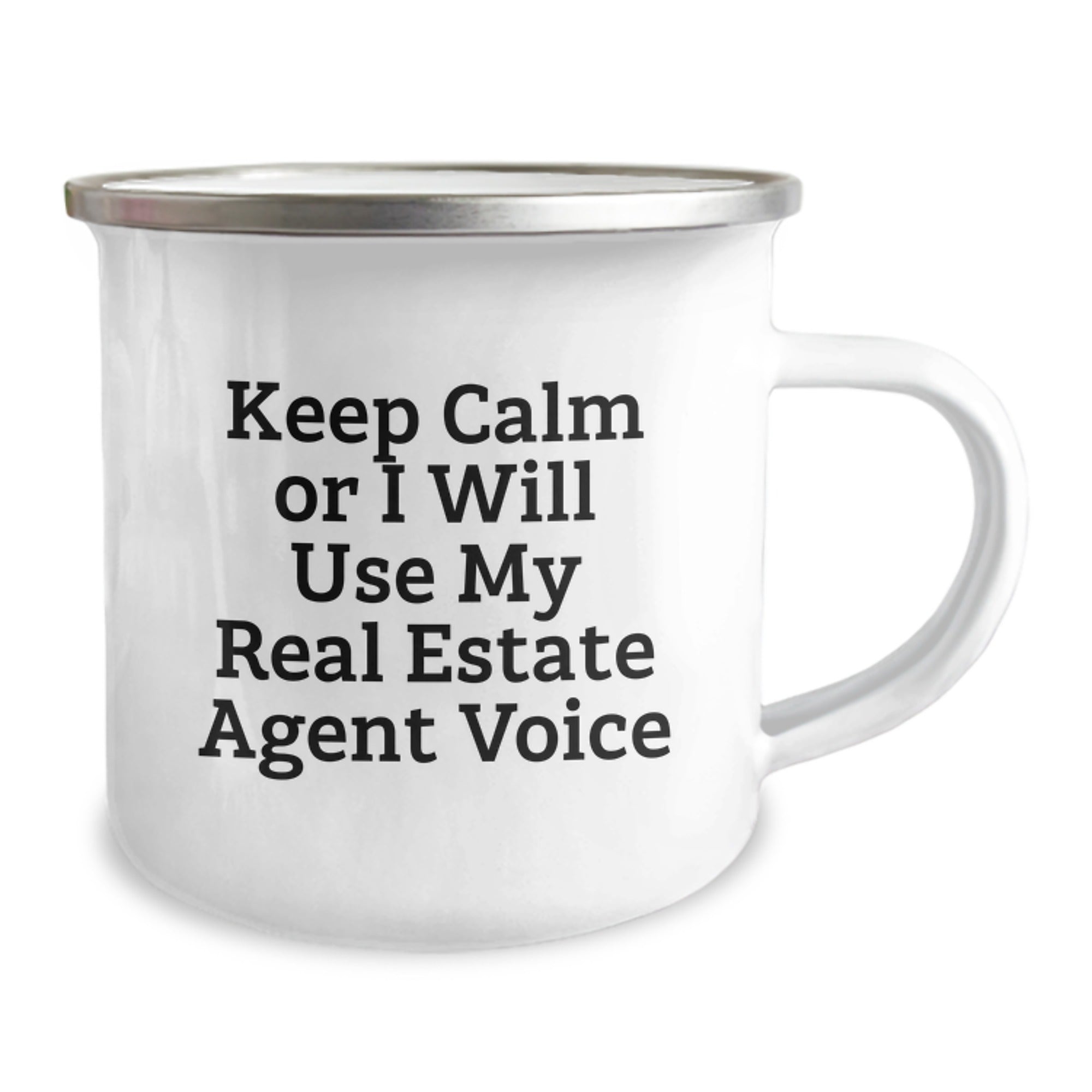 Funny Real Estate Agent Gifts from Friends, Camping Mugs for Graduation, 'Keep Calm Or I Will Use My Real Estate Agent Voice' Inspiration, Real Estate Agent Humor Mug - Image 2