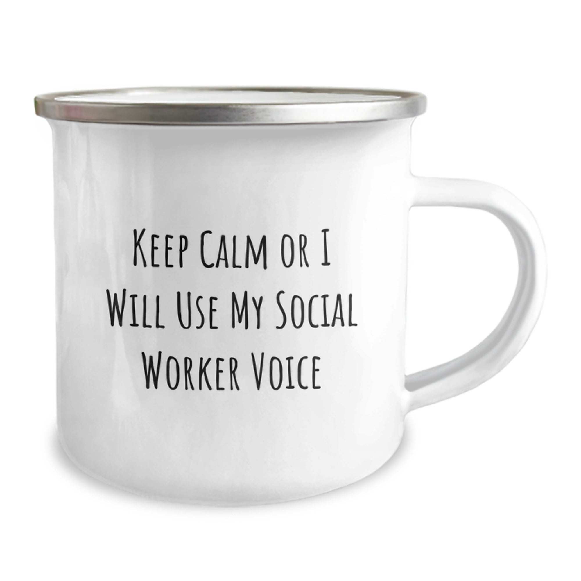 Funny Social Worker Gifts for Men Women Friends and Coworkers - Keep Calm Or I Will Use My Social Worker Voice Camping Mug, Christmas Unique Mug for Social Worker Lovers - Image 2