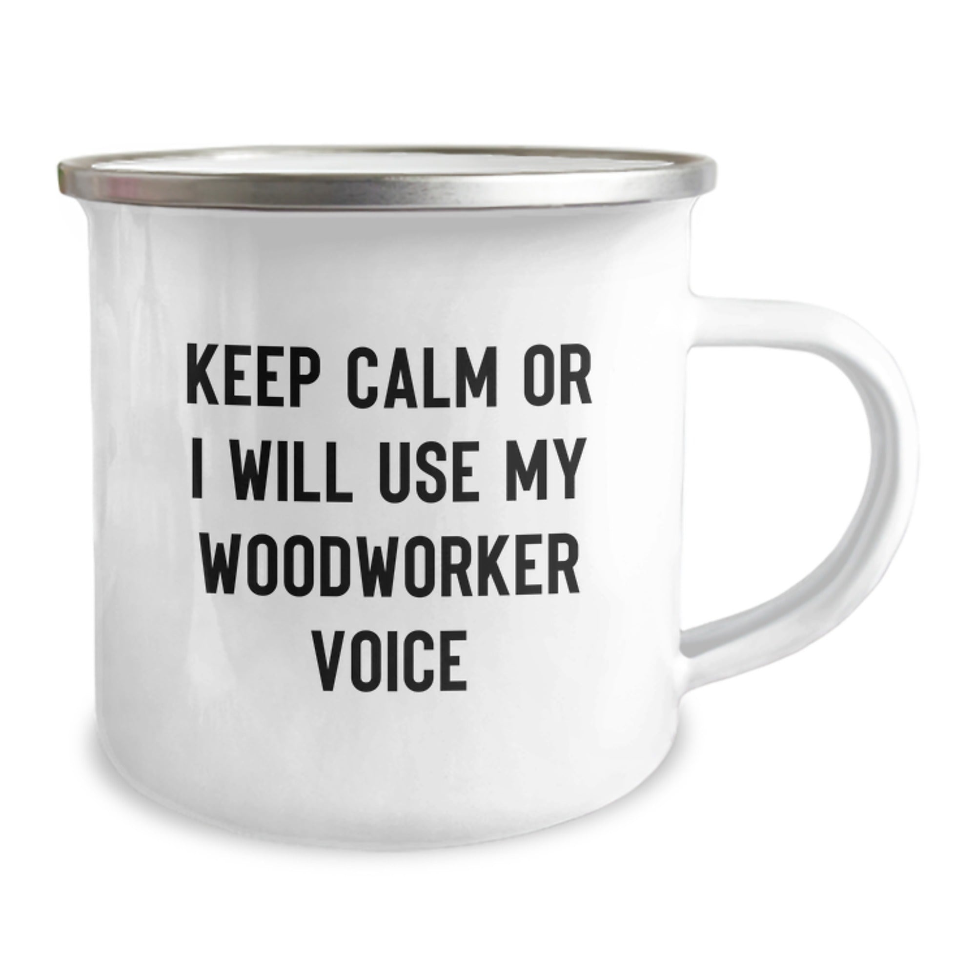 Funny Woodworker Gifts for Men Christmas Unique Presents from Family - Camping Mug Keep Calm Or I Will Use My Woodworker Voice - Image 2