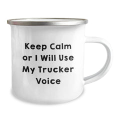 Funny Trucker Gifts, Unique Christmas Unique Gifts for Trucker Men, Camping Mug, Keep Calm Or I Will Use My Trucker Voice - Image 2