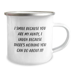 Funny Gifts for Aunty, Christmas Unique Aunty Camping Mug, I Smile Because You Are My Aunty Mugs Gifts from Family - Image 2