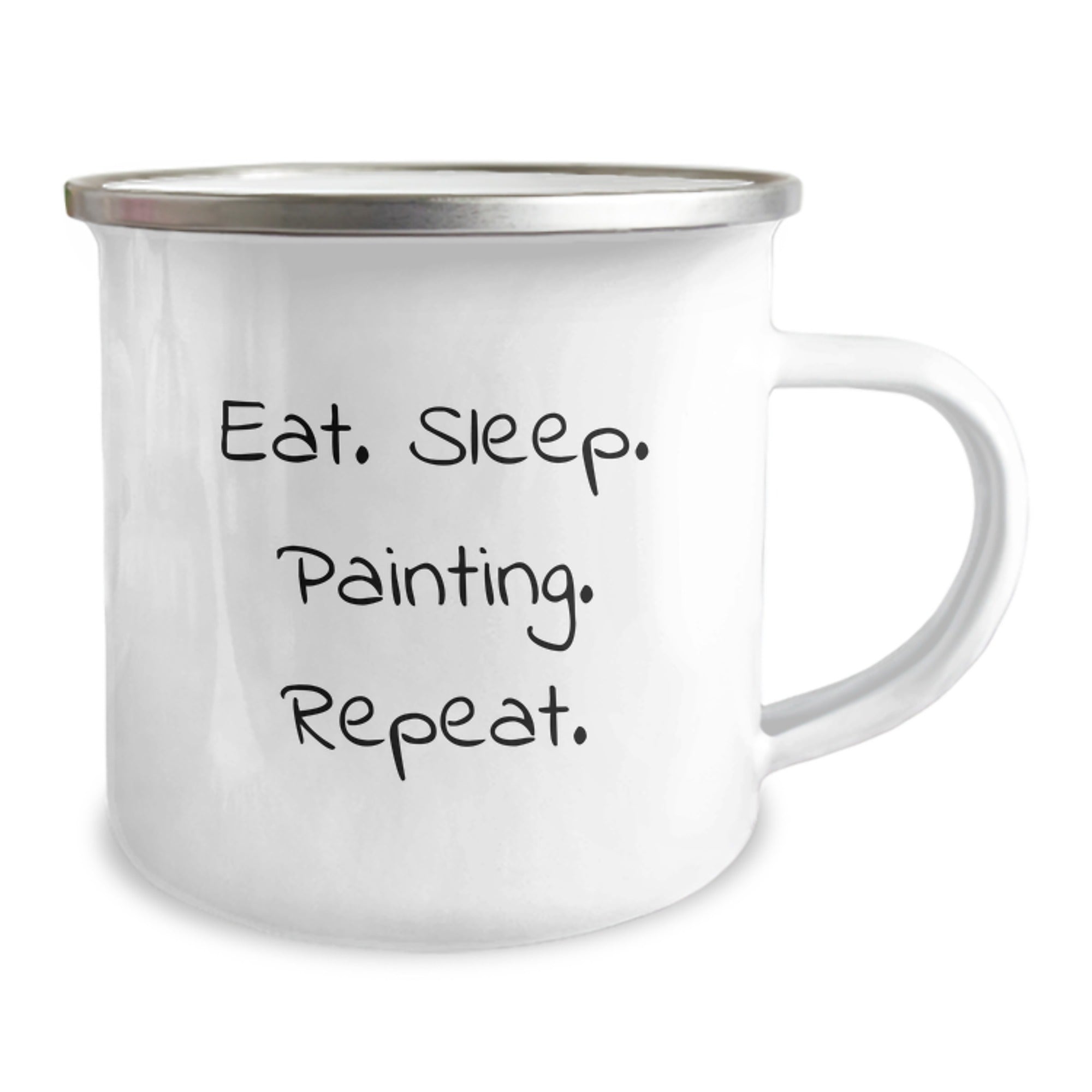 Funny Painting Gifts for Friends and Family - Eat. Sleep. Painting. Repeat. - 12 oz Camping Mug - Image 2