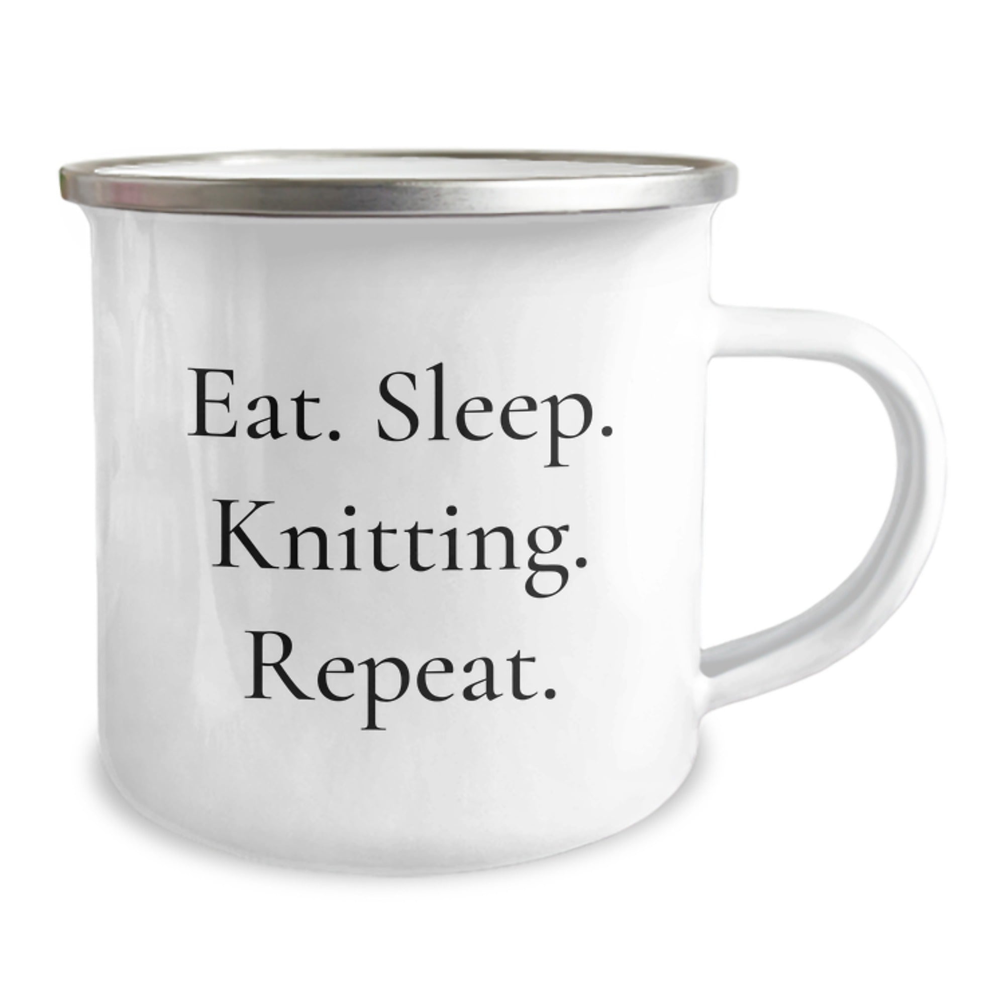 Knitting Enthusiasts Gifts from Men to Women, Eat. Sleep. Knitting. Repeat. Funny Camping Mug for Graduation Unique Gifts - Image 2