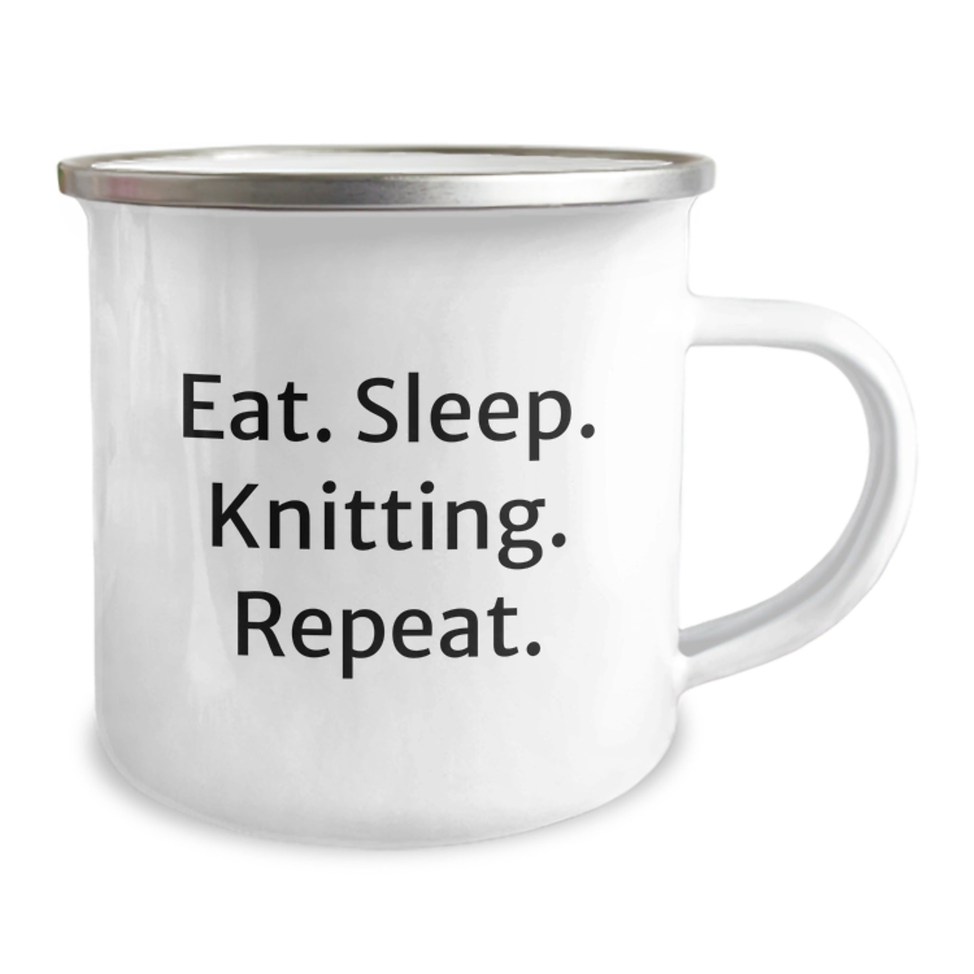 Funny Knitting Gifts for Friends from Family - Eat. Sleep. Knitting. Repeat. Inspired Camping Mug for Graduation - Image 2