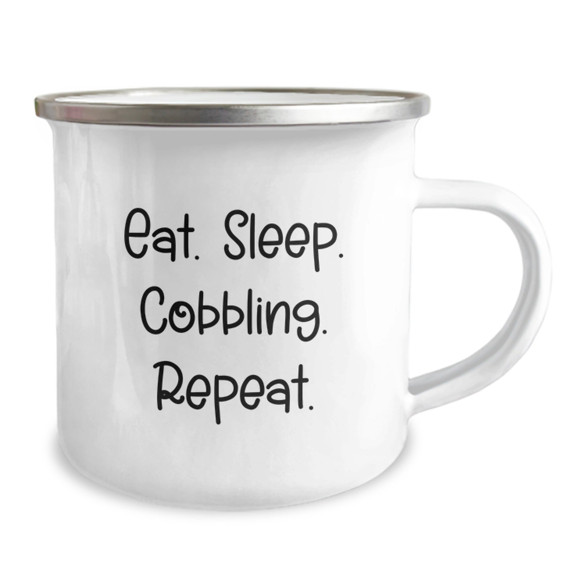 Cobbling Fun Camping Mug, Eat. Sleep. Cobbling. Repeat., Funny Quote Gifts from Friends for Birthday - Image 2