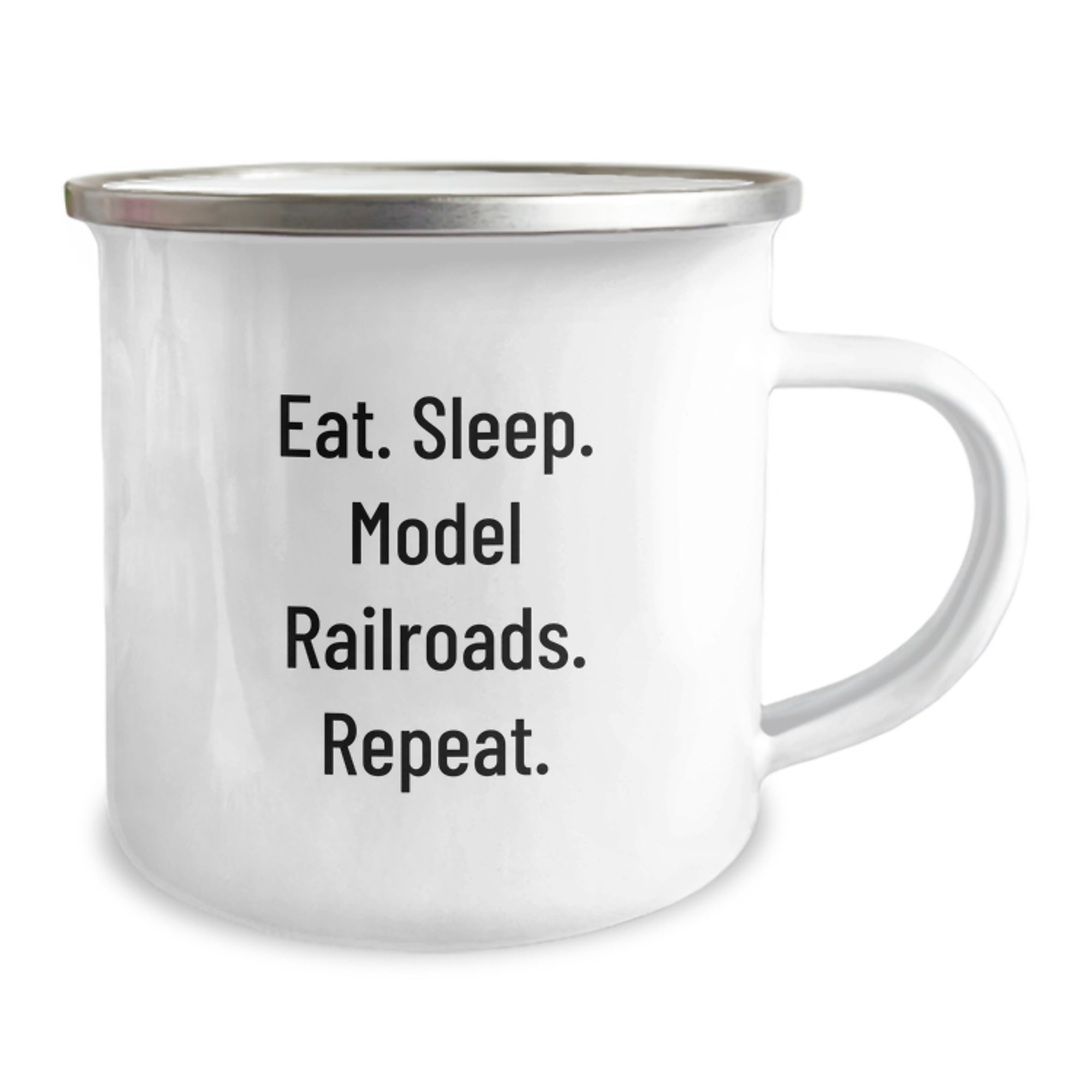 Model Railroads Gifts from Friends - Eat. Sleep. Model Railroads. Repeat. Birthday Unique Camping Mug for Men - Image 2