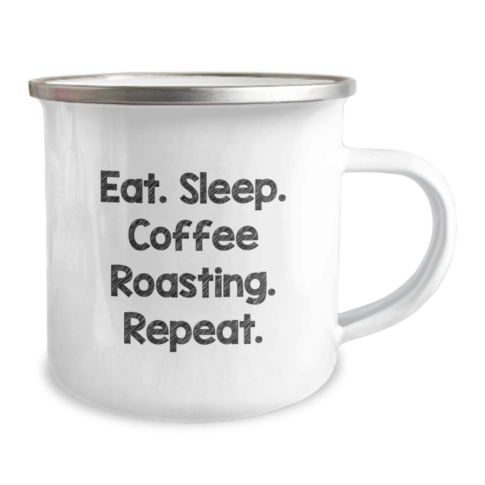 Funny Coffee Roasting Gifts for Men from Friends on Birthday, Eat. Sleep. Coffee Roasting. Repeat., 12 oz Stainless Steel Camping Mug with Enamel Finish - Image 2