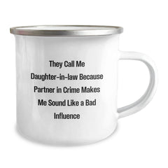 Funny Daughter-in-law Camping Mug Gifts for Daughter-in-law from Family - Partner In Crime Makes Me Sound Like A Bad Influence - Image 2