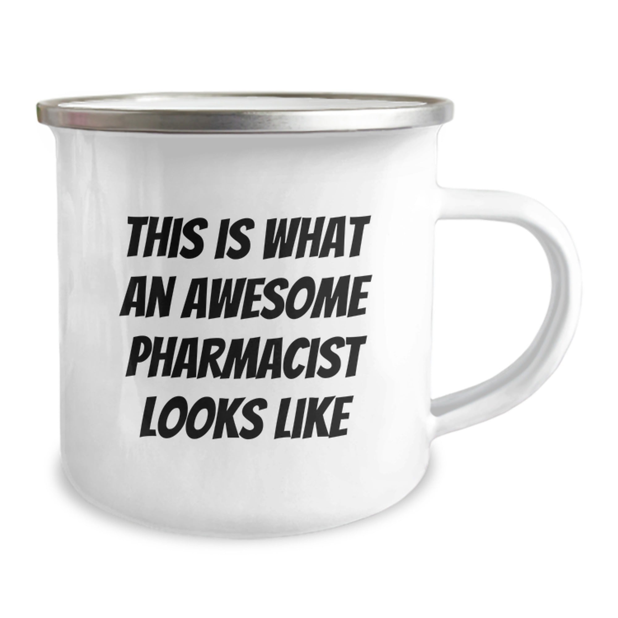 Pharmacist Gifts from Men to Awesome Grads, Enamel Camping Mug with Inspirational Quote 'This Is What An Awesome Pharmacist Looks Like' - Image 2