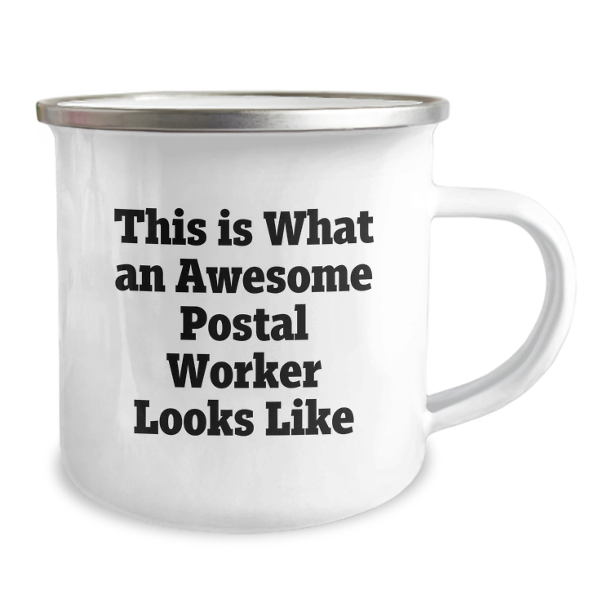 Funny Postal Worker Gifts, This Is What Awesome Looks Like, Camping Mug for Graduation, Gifts from Family, Friends, Coworkers, or Men, 12 oz Stainless Steel with Enamel Finish - Image 2