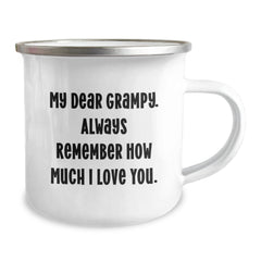 Cute Grampy Gifts for Him, Funny Camping Mug with Birthday Quote, Gifts from Family to Grampy, 12 oz Stainless Steel - Image 2