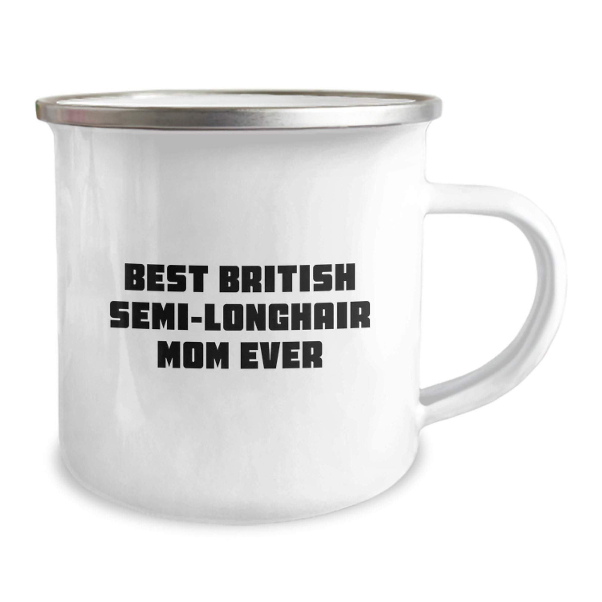 British Semi-Longhair Cat Camping Mug, Funny Quote Gifts from Friends to Family, 12 oz Stainless Steel with Enamel Finish, Best British Semi-Longhair Mom Ever - Image 2