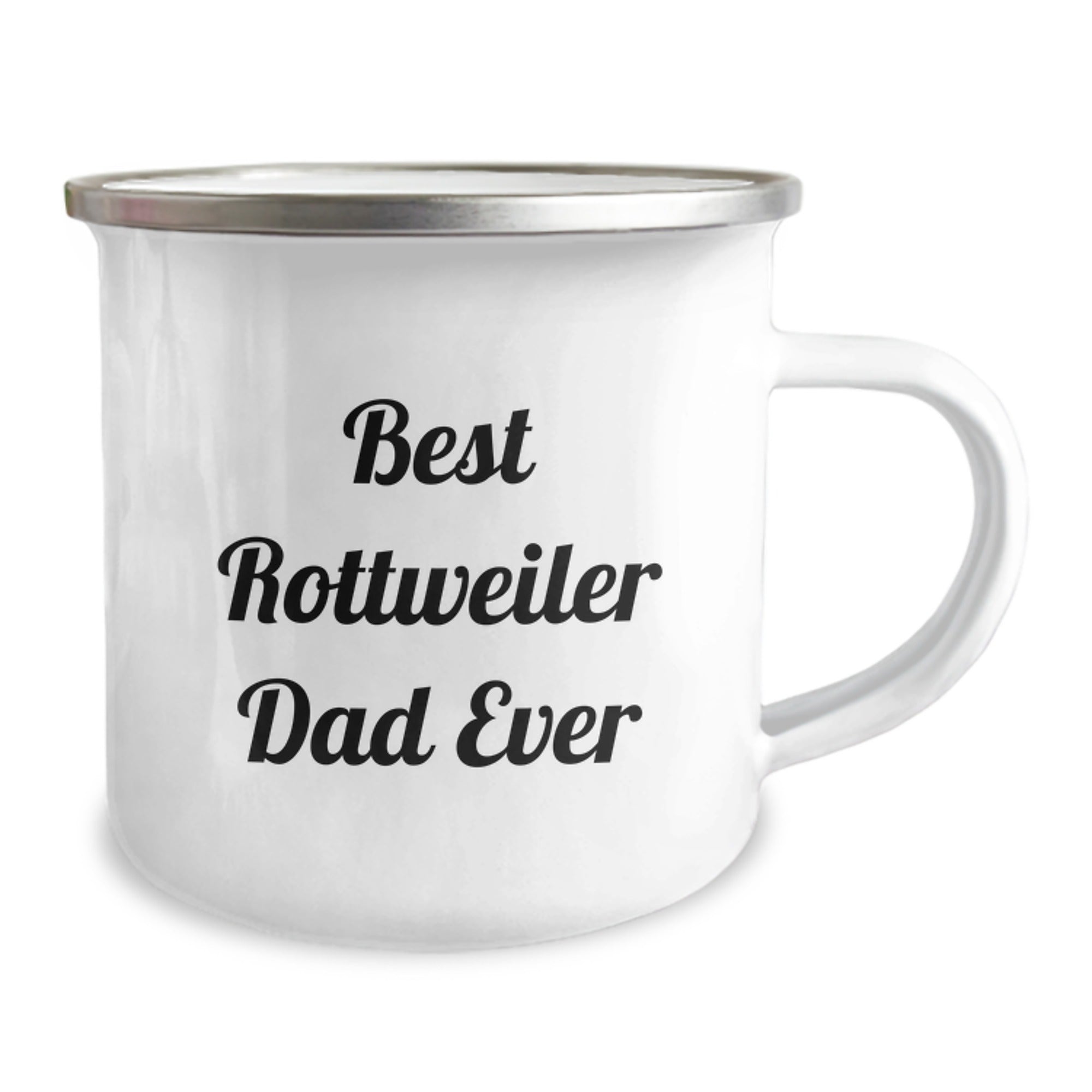 Rottweiler Dog Lover's Camping Mug, Funny 'Best Rottweiler Dad Ever' Gift for Birthday, 12 oz Stainless Steel with Enamel Finish, Gifts from Dad to Family and Friends - Image 2
