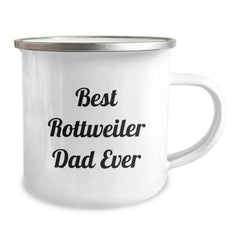 Rottweiler Dog Lover's Camping Mug, Funny 'Best Rottweiler Dad Ever' Gift for Birthday, 12 oz Stainless Steel with Enamel Finish, Gifts from Dad to Family and Friends - Image 2