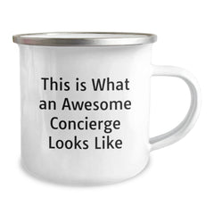 Concierge Camping Mug Gifts from Friends to Awesome Concierge Graduation Unique Gifts, Funny Quote, 12 oz Stainless Steel Enamel Finish - Image 2