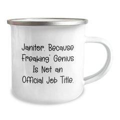 Funny Janitor Gifts for Men, Unique Camping Mug, 'Janitor Because Freaking genius Is Not An Official Job Title' - Gifts from Friends to Family - Image 2