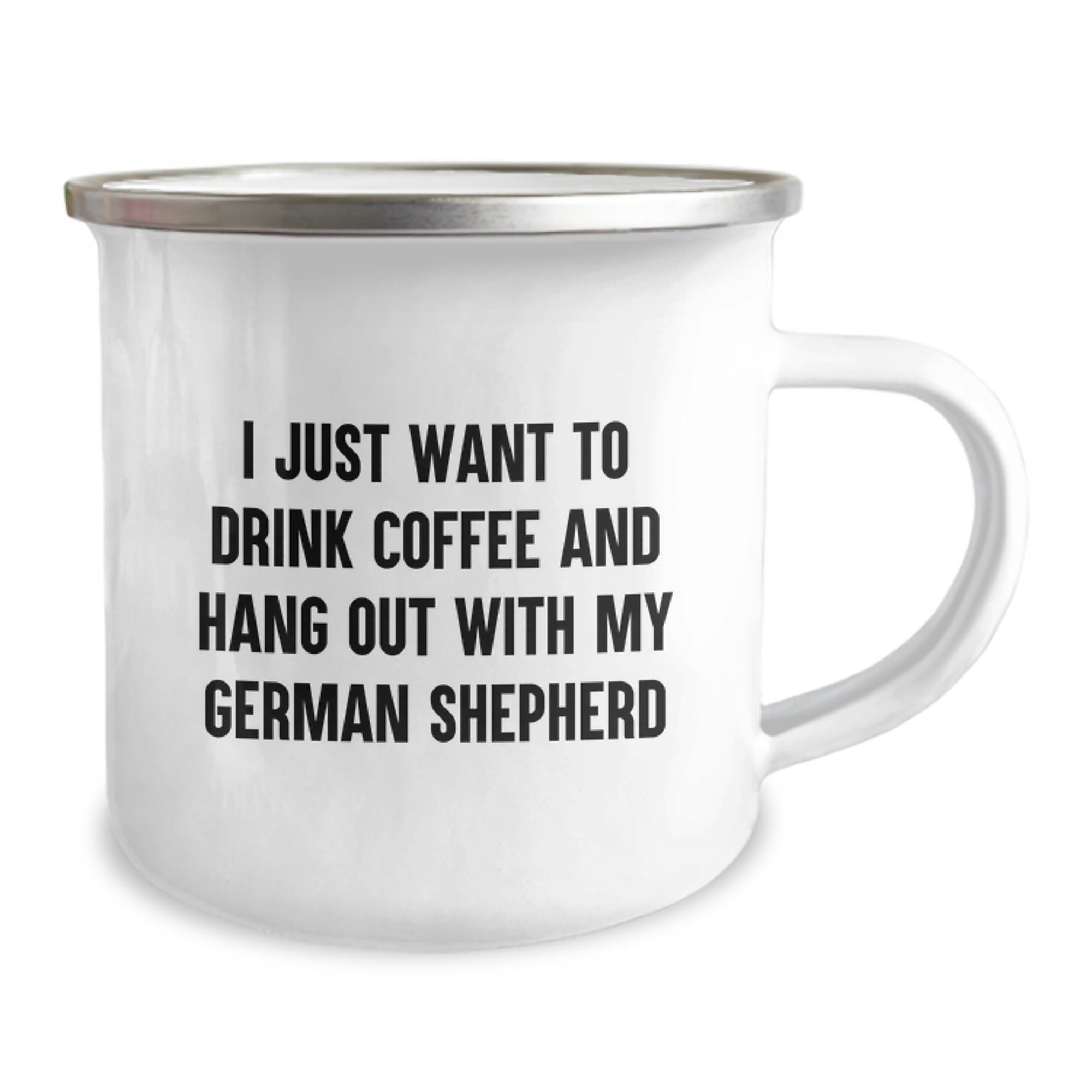 German Shepherd Dog Lover Gifts from Friends, Funny Quote Camping Mug for German Shepherd Owners, Gifts for Him on Birthday - 12 oz Stainless Steel Enamel Finish - Image 2