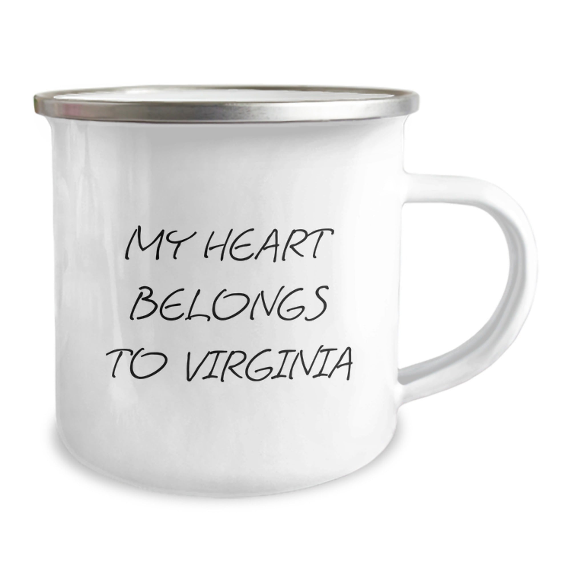 Virginia Lovers' Funny Camping Mug, 'My Heart Belongs To Virginia', Gifts from Friends for Virginia's Birthday - Image 2