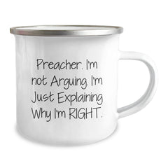 Preacher Funny Gifts from Men to Preachers Unique Christmas Mugs, Explaining Right Camping Mug, 12 oz Stainless Steel - Image 2