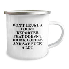 Funny Court Reporter Gifts from Family - 'Don't Trust Court Reporter' Camping Mug for Court Reporters, Unique Christmas Unique Gifts for Court Reporters, Court Reporter Friends - Image 2