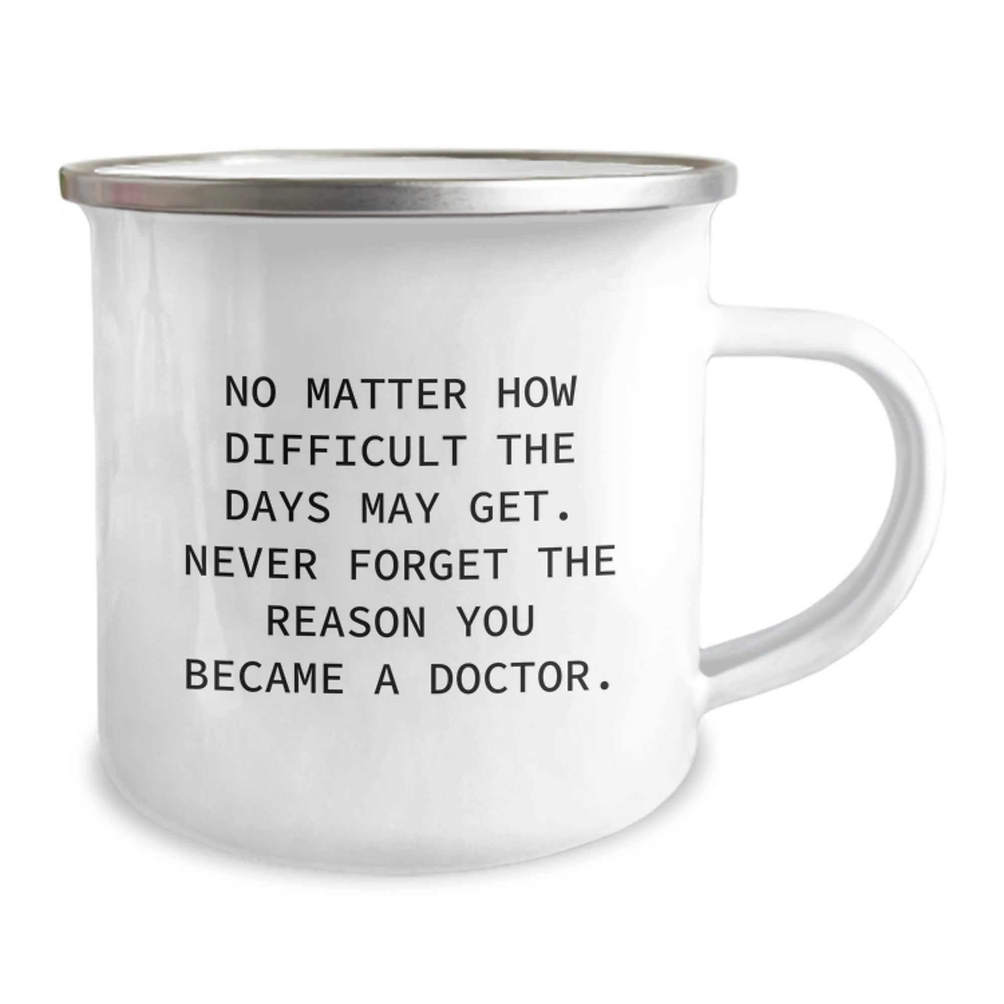 Inspirational Doctor Gifts from Friends for Graduation, 'No Matter How Difficult The Days May Get...' 12 oz Stainless Steel Camping Mug - Image 2